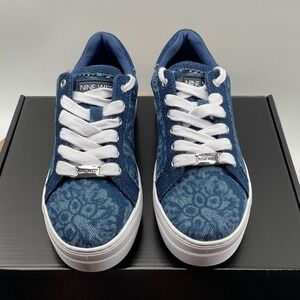Nine West‎ Gatspy Womens Blue Denim Floral Platform Sneakers WNGATSPY7 Size 5M